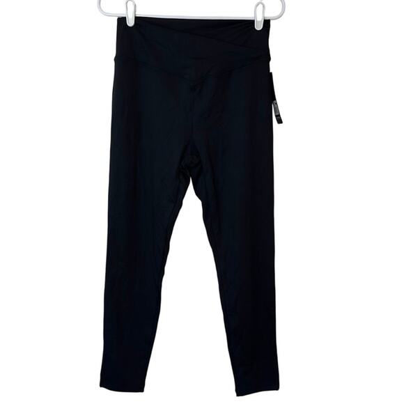 NWT Bally Total Fitness High Rise Criss Cross Waist Leggings Size XL Black - Picture 1 of 8
